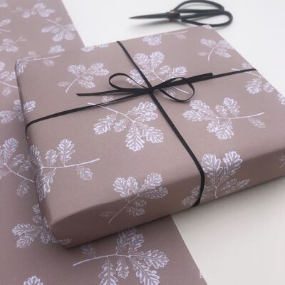 Botanical Print Wrapping Paper | Autumn Oak Tree leaves