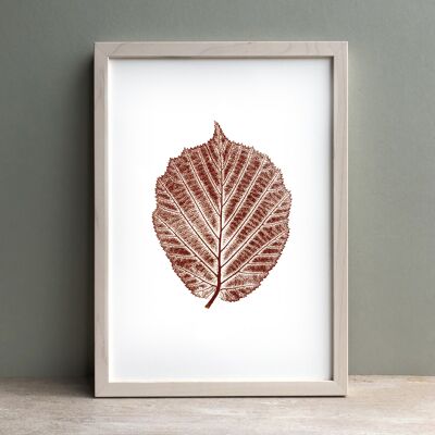 Hazel Leaf Monoprint Autumn | Botanical Wall Art A3