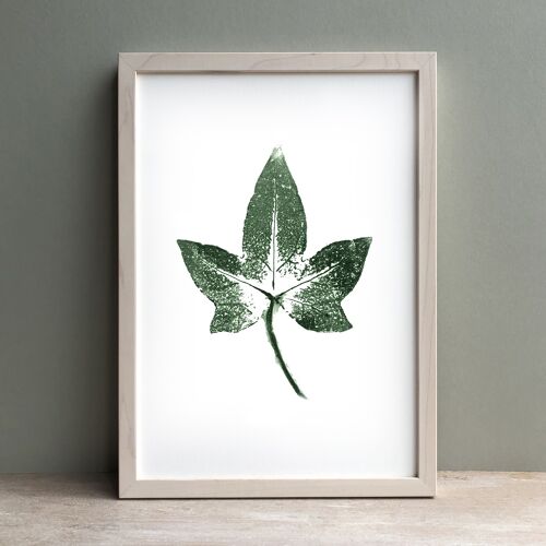 Ivy Leaf Monoprint Green | Botanical Wall Art A4