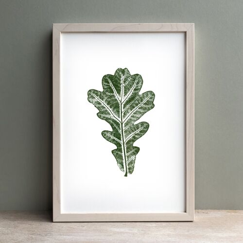 Oak Leaf Monoprint Green | Botanical Wall Art A4