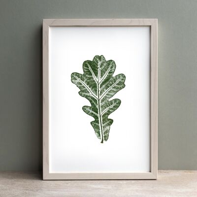 Oak Leaf Monoprint Green | Botanical Wall Art A4