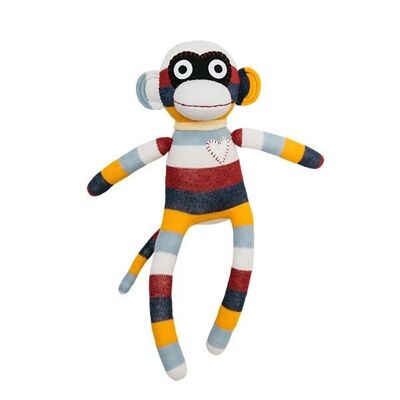 Cuddly toy sock monkey midi stripes burgundy / gray / orange