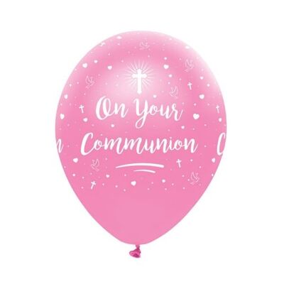 Auf Ihrer Kommunion rosafarbene Latexballons mit Perlmutt-Rundumdruck