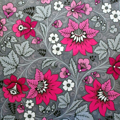 Milana Hot Pink&Grey Velvet Fabric