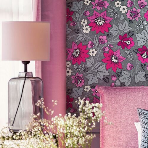 Milana Hot Pink&Grey Wallpaper