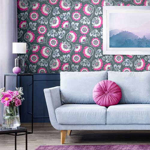 Neva Pink&Grey Wallpaper