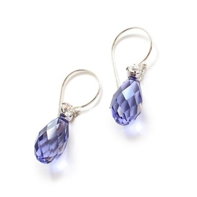 Silver earrings with tanzanite crystal drops