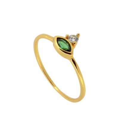 Green Oval & Zircon ring