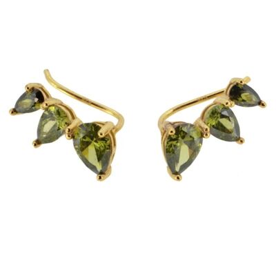 Gold & Green Zirconia Climbing Earrings