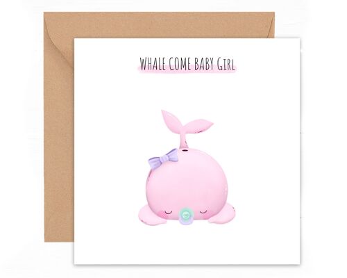 Gevouwen kaart | Whale come baby girl