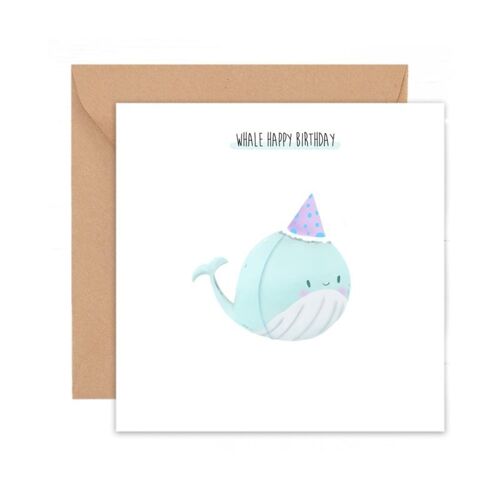 Gevouwen Kaart | Whale happy birthday!