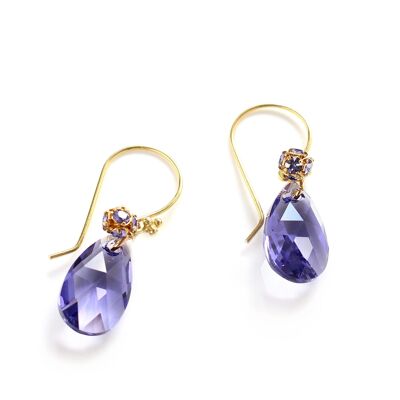 Gold earrings with tanzanite crystal drops