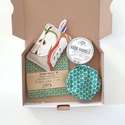 Pack 03 Cucina Zero Waste - Natale - spugne lavabili/sapone per i piatti/pellicola per api/copertura piana ecologica