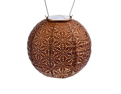 Sustainable Led Lantern Garden Decoration Sashiko Round - 20 cm - Copper