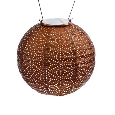 Sustainable Led Lantern Garden Decoration Sashiko Round - 20 cm - Copper