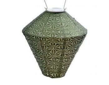 Lanterne Led Durable Décoration de Jardin Sashiko Diamant - 28 cm - Vert Clair 1