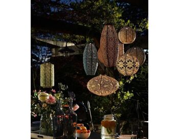 Lanterne Led Durable Décoration de Jardin Sashiko Diamant - 28 cm - Vert Clair 4