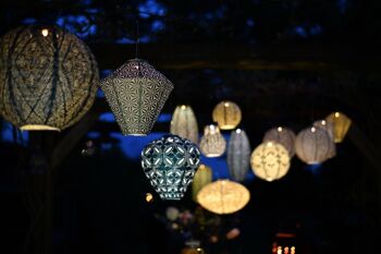 Lanterne Led Durable Décoration de Jardin Sashiko Diamant - 28 cm - Vert Clair 3