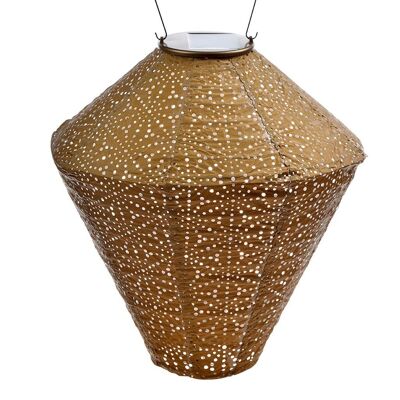 Nachhaltige LED-Laterne, Gartendekoration, Sashiko-Diamant – 28 cm – Gold