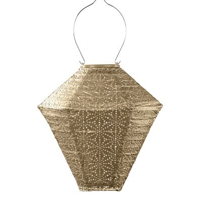 Lanterne Led Durable Décoration de Jardin Sashiko Diamant - 28 cm - Or