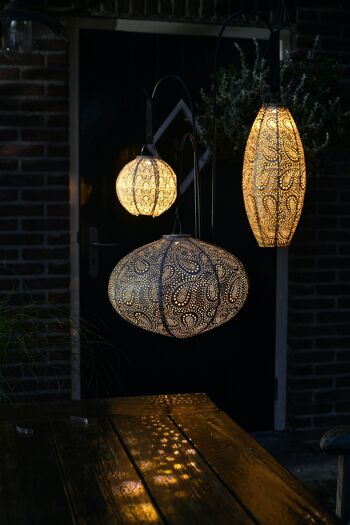 Lanterne Led Durable Décoration de Jardin Paisley Long Ovale - 20 cm - Or 2