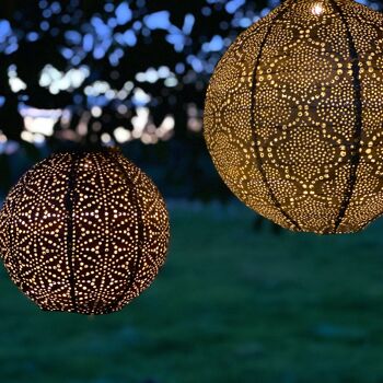 Lanterne Led Durable Décoration de Jardin Bazar Ronde - 30 cm - Or 3