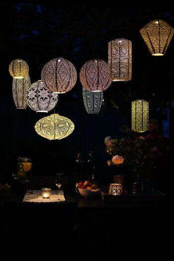 Lanterne Led Durable Décoration de Jardin Bazar Ronde - 30 cm - Or 4