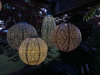 Lanterne Led Durable Décoration de Jardin Bazar Ronde - 30 cm - Or 6