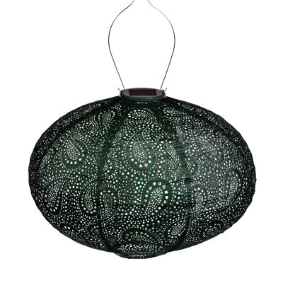 Lanterna Led Sostenibile Decorazione Giardino Paisley Ovale - 40 cm - Verde