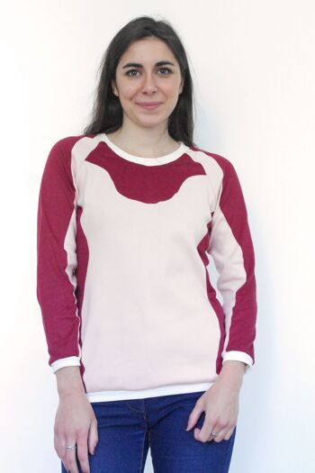 Pull Waves rouge cerise et rose 5