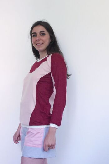 Pull Waves rouge cerise et rose 6