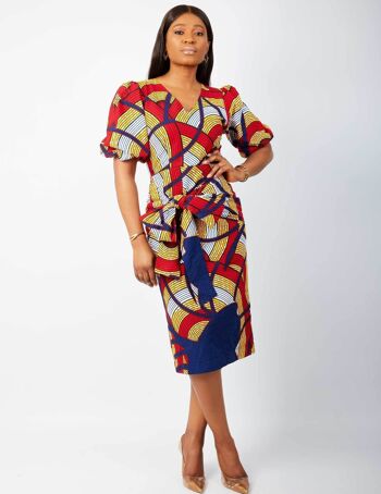 Robe mi-longue ajustée à imprimés africains - Bukola 1
