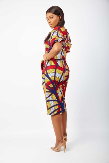 Robe mi-longue ajustée à imprimés africains - Bukola 2