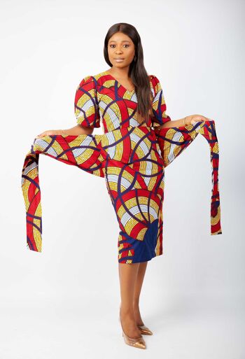 Robe mi-longue ajustée à imprimés africains - Bukola 3