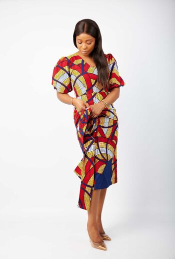 Robe mi-longue ajustée à imprimés africains - Bukola 4