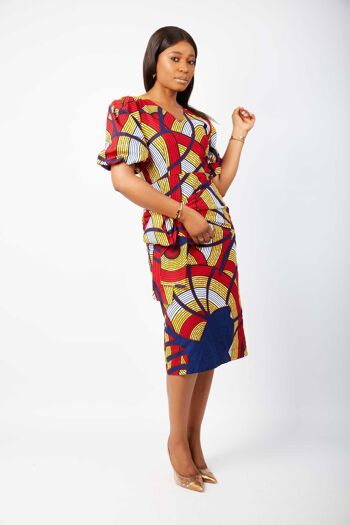 Robe mi-longue ajustée à imprimés africains - Bukola 6