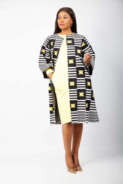 New In Embellished African Print Midi Jacket - Oluchi