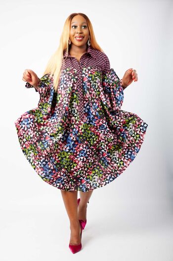 Ladake Robe chemise à imprimé africain Ankara 1