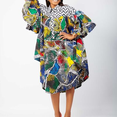 Vestido camisero con estampado africano Ankara de Yvonne