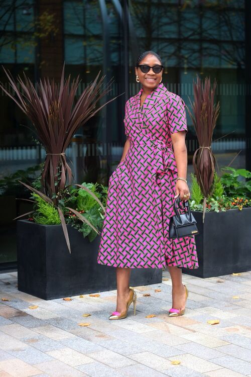 African Print Wrap Midi Dress - Isoken