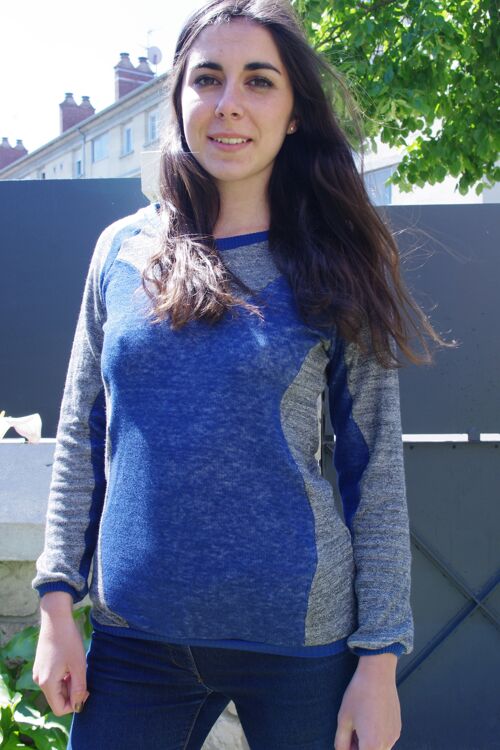 Pull Waves bleu et gris