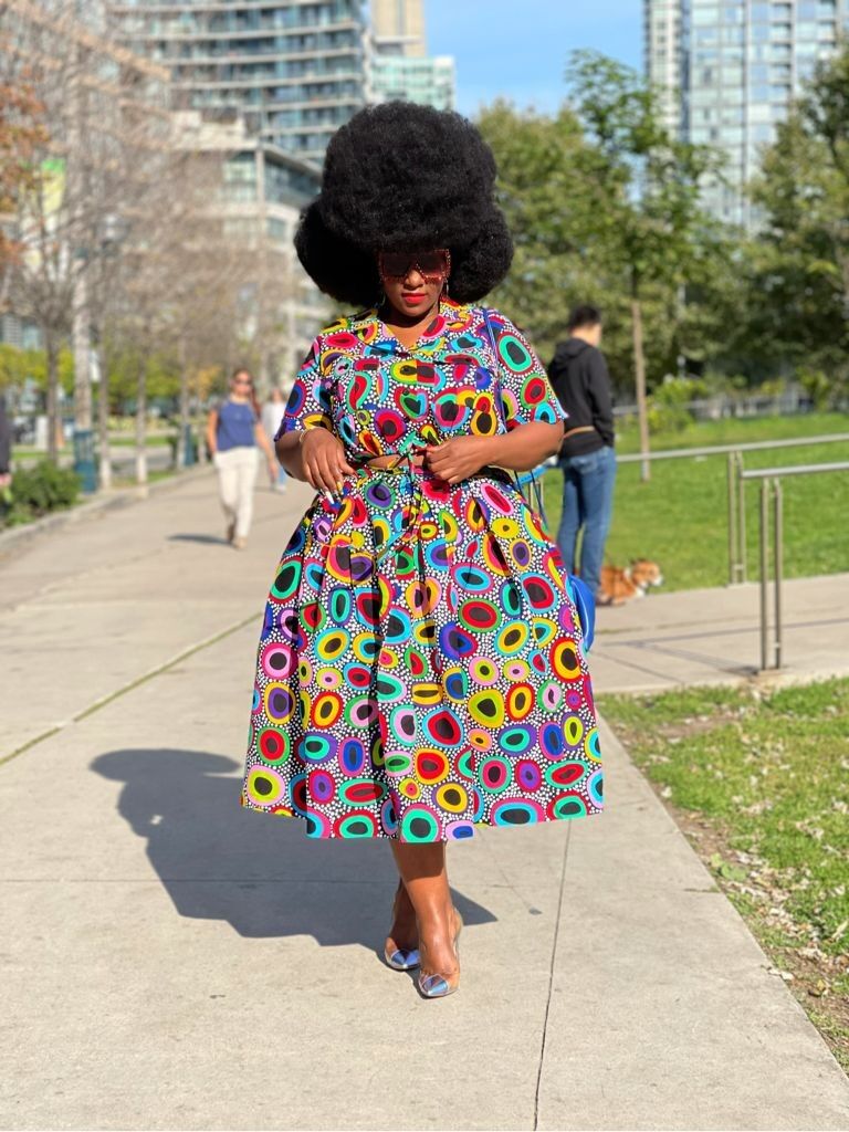 Box pleated african print dress sale