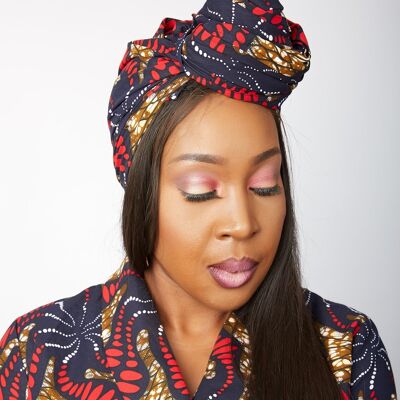 Nuevo pañuelo para la cabeza con estampado africano de Ankara - Oyinda Maroon