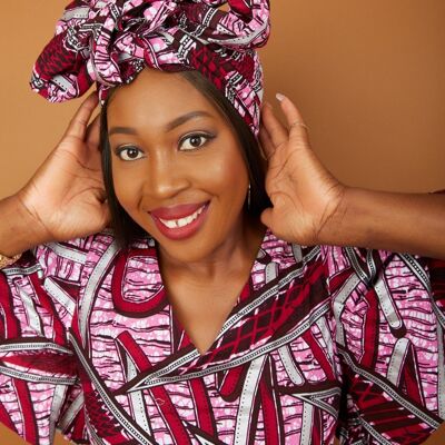 New In African Ankara Print Headwrap/Headtie - OlivMia - Pink Mix