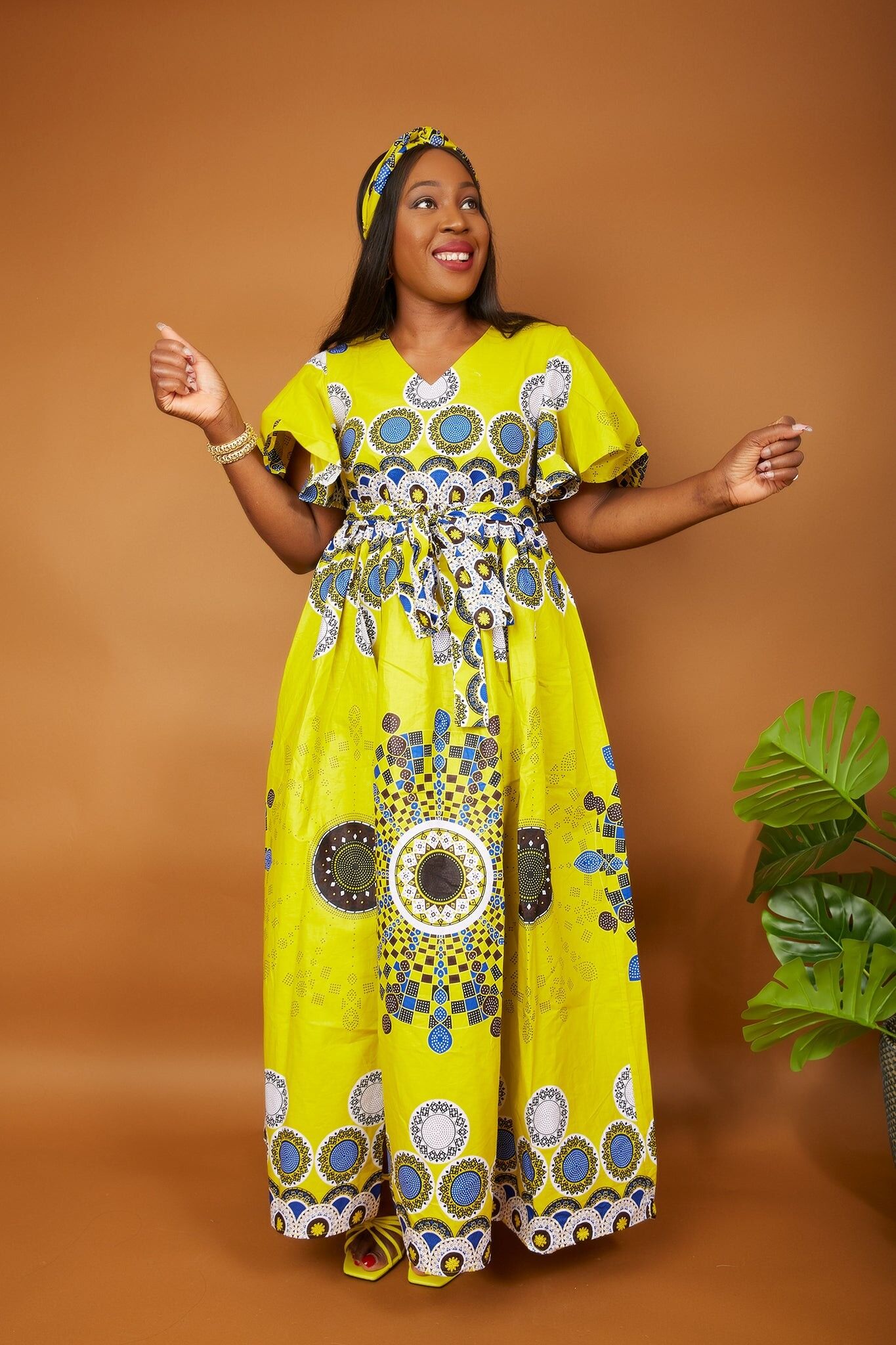 Abito lungo Ankara con stampa africana - Kayla