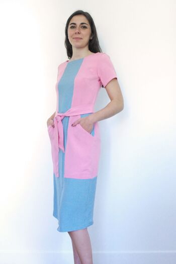 Robe Laitière bleu et rose 1