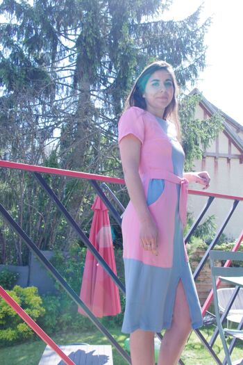 Robe Laitière bleu et rose 4