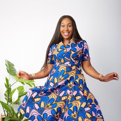 African Print Wrap Midi Dress - Hawa