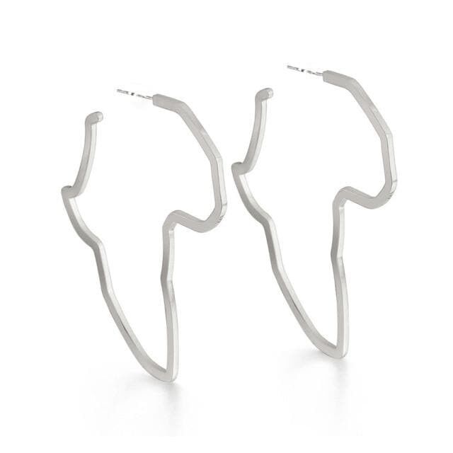 New In Large Loop Africa Map Gold Plated Earrings - Idira ilver