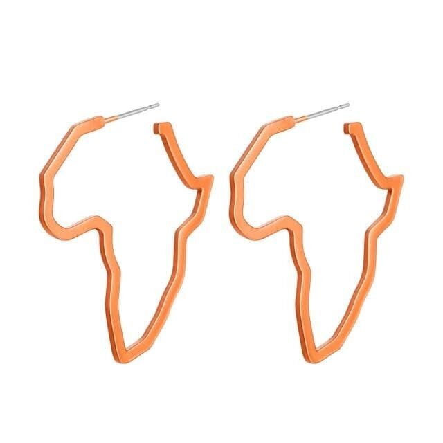 New In Large Loop Africa Map Gold Plated Earrings - Idira - Rose Gold